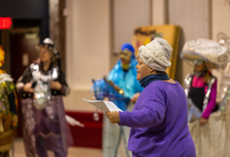 Volunteers practice their skits before EmberFest